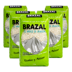 Paquete Verde de Arroz Brazal, variedad Balilla x Sollana, 5 paquetes