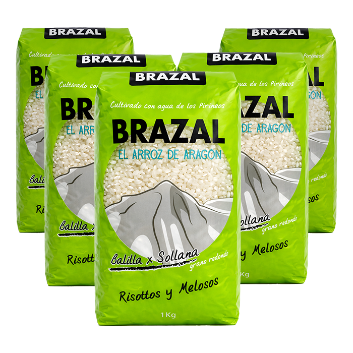 Paquete Verde de Arroz Brazal, variedad Balilla x Sollana, 5 paquetes