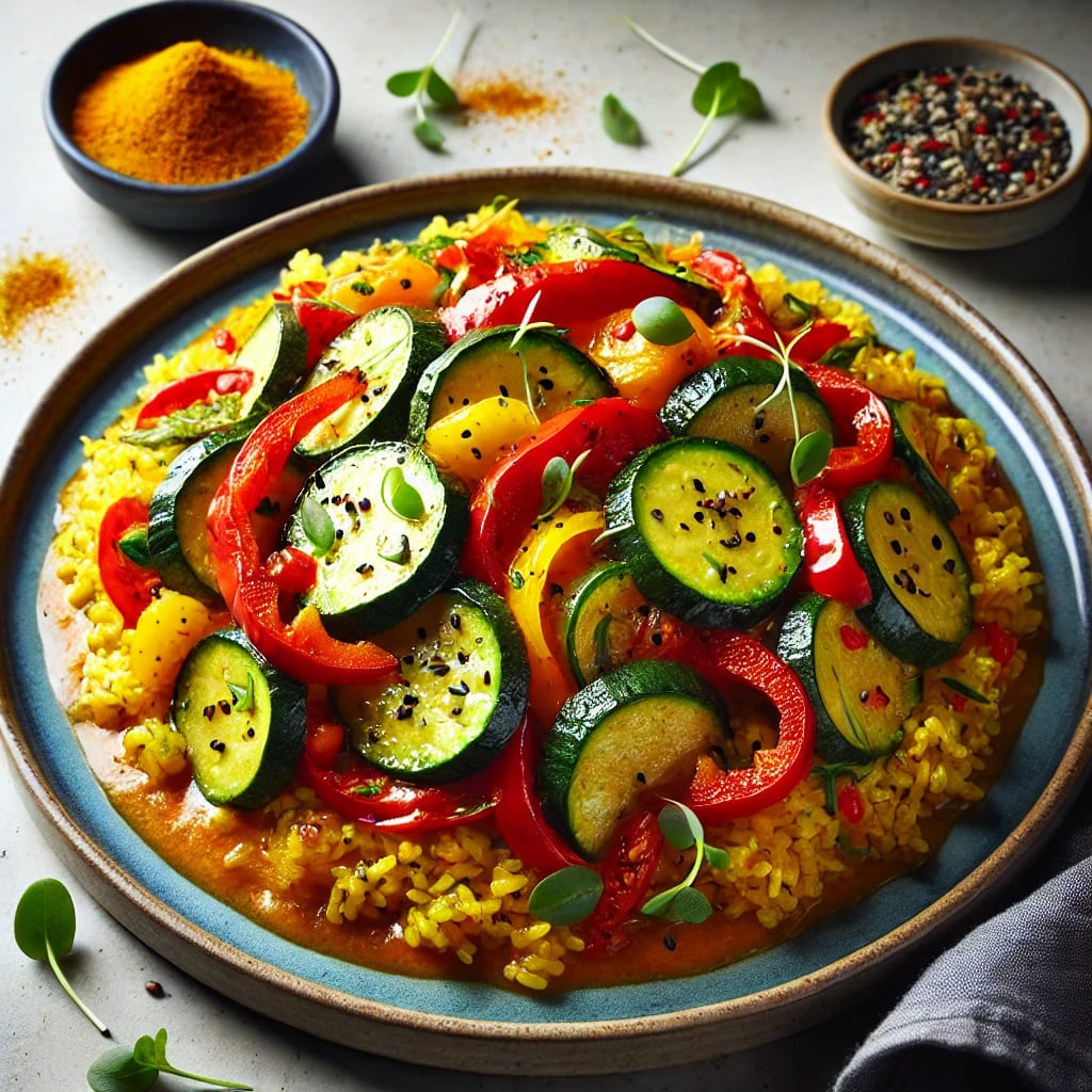 Receta de verduras con arroz al curry